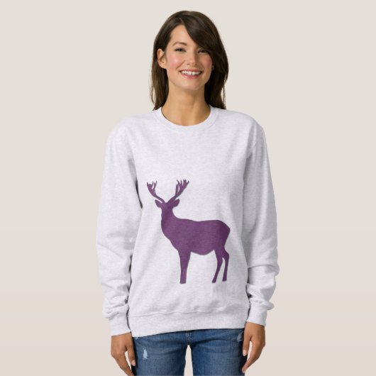 Sweatshirt Silhouette de cerf Bague violette Simple et élégan (Devant entier)
