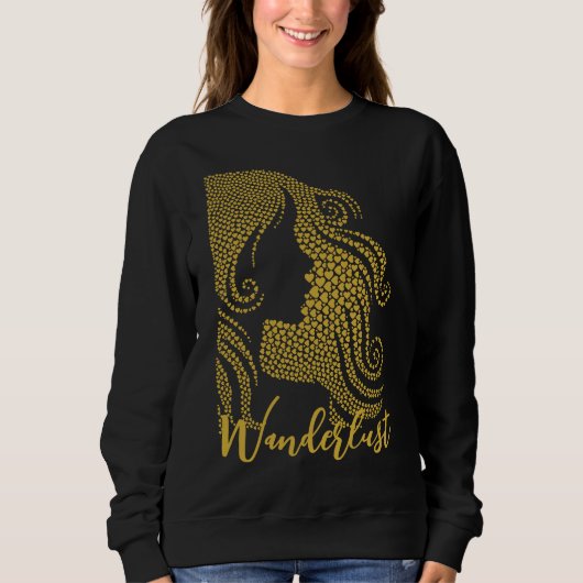 Sweatshirt Silhouette de la femme de Wanderlust dans les coeu (Devant)