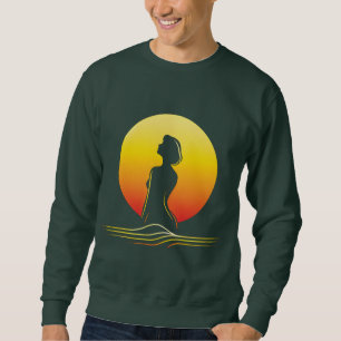 Sweatshirt Silhouette féminine du coucher de soleil rétrograd