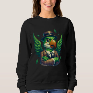 Sweatshirt Silhouette Green Parrot Cartoon Illustration Graph