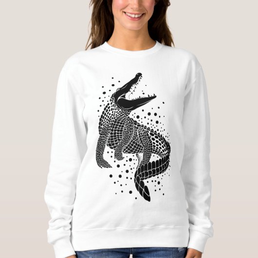 Sweatshirt Silhouette noire d'un crocodile (Devant)