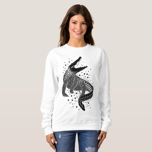 Sweatshirt Silhouette noire d'un crocodile (Devant entier)