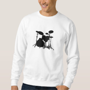 Sweatshirt Silhouette noire et blanche de kit de tambour -