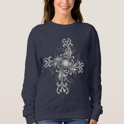 Sweatshirt Silver Filigree Pearl Quatrefoil (Devant)