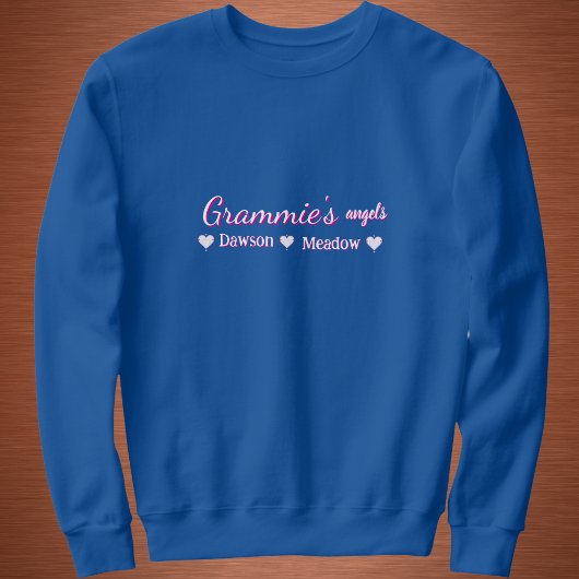 Sweatshirt Simple Grammie's Angel Blue Typography Personalize