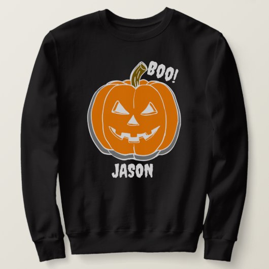 Sweatshirt Simple Happy Halloween boo citrouille éffrayant (Design devant)