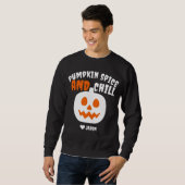 Sweatshirt Simple Happy Halloween éffrayant citrouille orange (Devant entier)