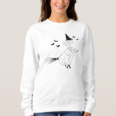 Sweatshirt Simple sorcière fille avec chats ligne art Hallowe (Devant)