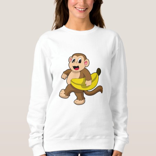 Sweatshirt Singe à la course avec banane (Devant)