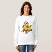 Sweatshirt Singe à la course avec banane (Devant entier)