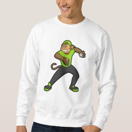 Sweatshirt Singe au baseball avec batte de baseball (Devant)