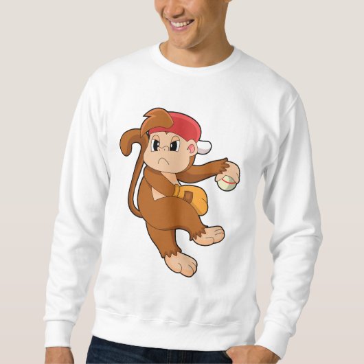 Sweatshirt Singe au baseball avec gant de baseball (Devant)