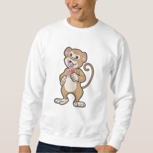 Sweatshirt Singe au Poker avec cartes de Poker