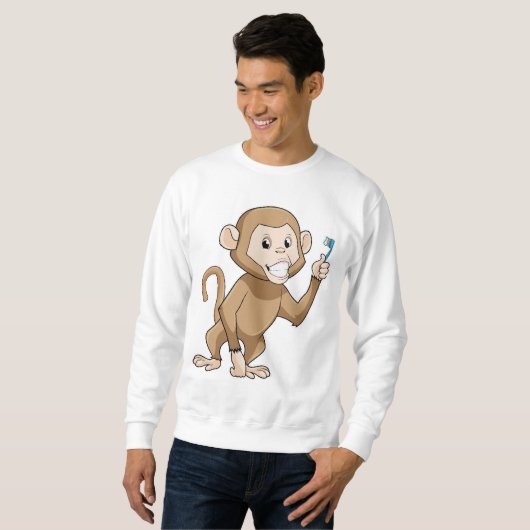 Sweatshirt Singe avec brosse à dents (Devant entier)