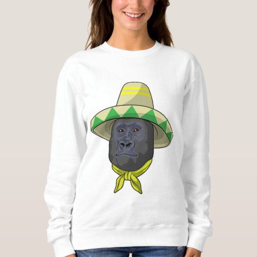 Sweatshirt Singe avec casquette de paille (Devant)
