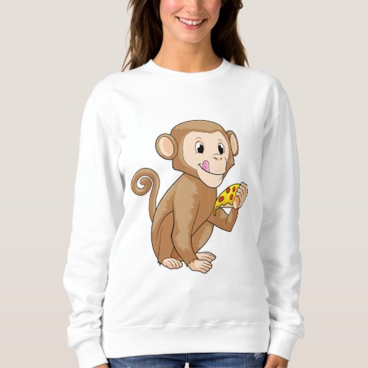 Sweatshirt Singe avec morceau de pizza (Devant)