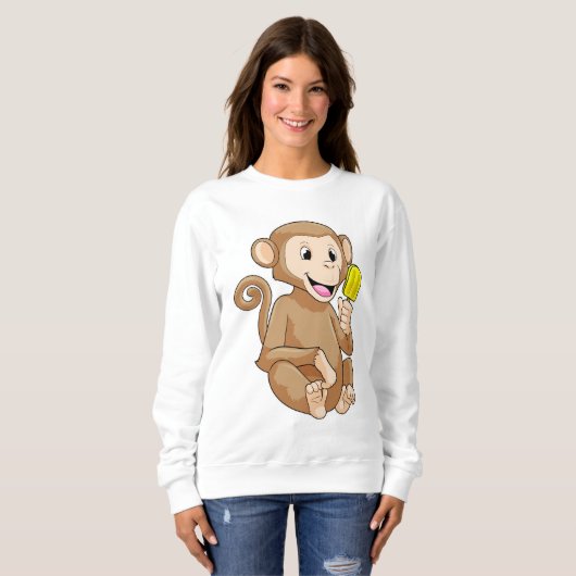 Sweatshirt Singe avec Popsicle (Devant entier)
