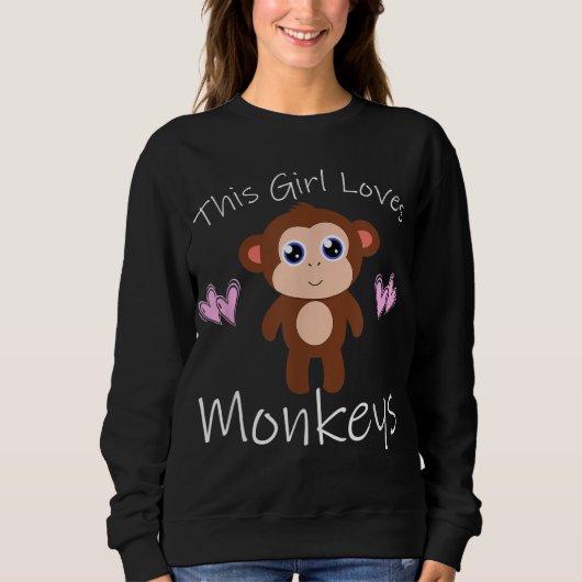 Sweatshirt Singe CETTE FILLE AIME LES SINGES Cadeau mignon (Devant)