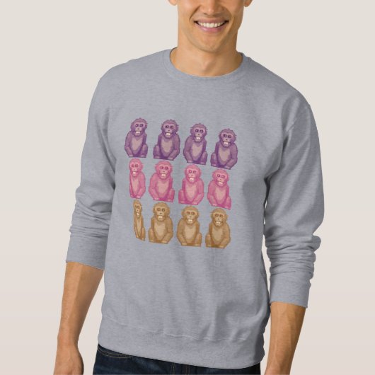 Sweatshirt Singe colorés de style pixel whimsique (Devant)