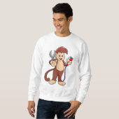 Sweatshirt Singe comme coiffeur avec ciseaux et razor (Devant entier)