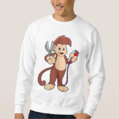Sweatshirt Singe comme coiffeur avec ciseaux et razor (Devant)
