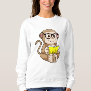 Sweatshirt Singe comme étudiant avec des lunettes et un livre