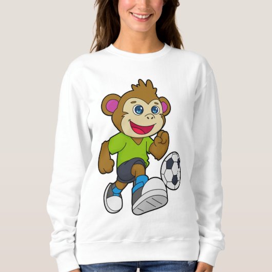 Sweatshirt Singe comme joueur de football avec Soccer (Devant)