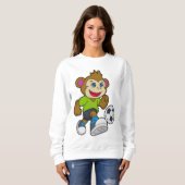 Sweatshirt Singe comme joueur de football avec Soccer (Devant entier)