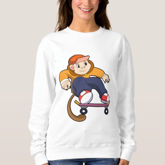 Sweatshirt Singe comme patineur avec skateboard (Devant)