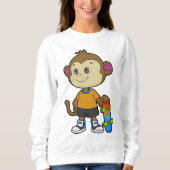 Sweatshirt Singe comme patineur avec skateboard (Devant)