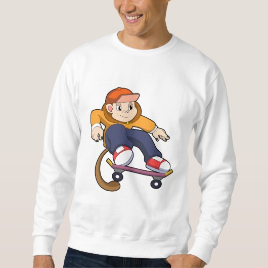 Sweatshirt Singe comme patineur avec skateboard (Devant)