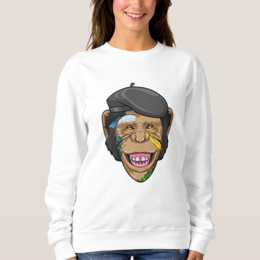 Sweatshirt Singe comme peintre (Devant)