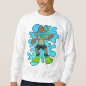 Sweatshirt Singe comme plongeur avec tuba (Devant)