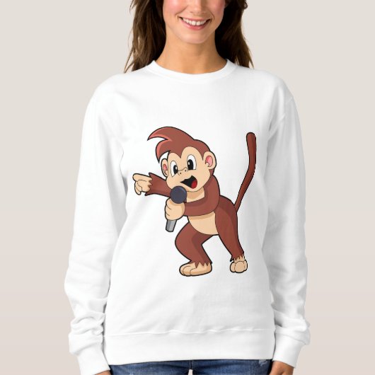Sweatshirt Singe comme Singe avec Microphone.PNG (Devant)