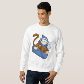 Sweatshirt Singe comme Snowboardeur avec Sonowboard.PNG (Devant entier)