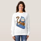 Sweatshirt Singe comme Snowboardeur avec Sonowboard.PNG (Devant entier)