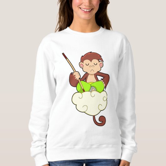 Sweatshirt Singe en pattes croisées sur nuages (Devant)