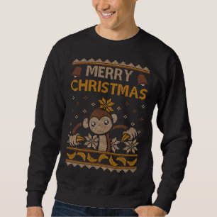 Sweatshirt Singe Laid Noël Jungle Gorilla Bananes