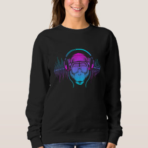 Sweatshirt Singe Singe Avec Casque Dj Et Lunettes De Soleil 1