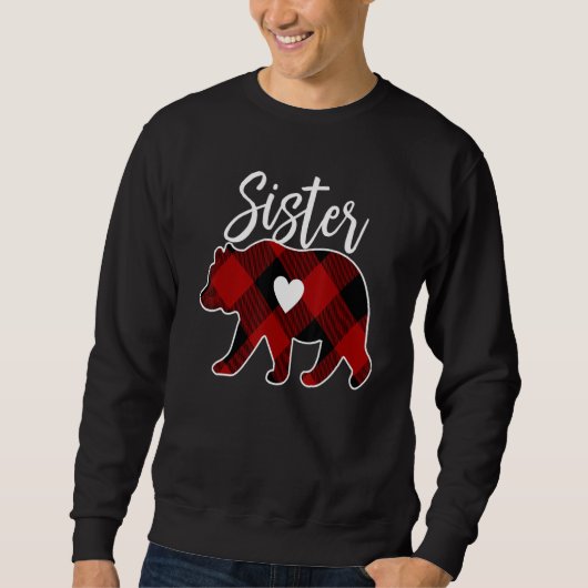 Sweatshirt Sister Bear Christmas Buffalo Plaid Red White & Bl (Devant)