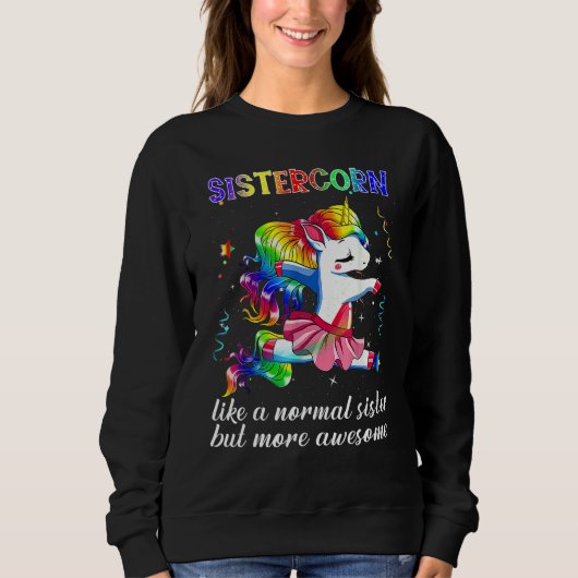 Sweatshirt Sistercorn Cute Unicorn Dancing Kid Girl Boy (Devant)