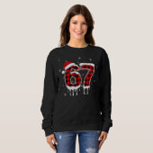 Sweatshirt Six Seven 6 7 Meme Checkered Design with Santa Hat (Devant entier)
