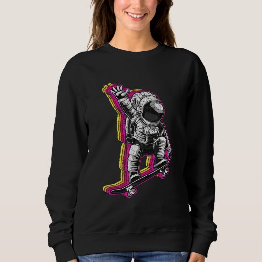 Sweatshirt Skate d'astronaute rétro (Devant)