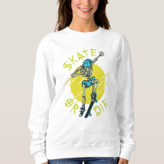 Sweatshirt Skate ou mourir Squelette Skateur (Devant)