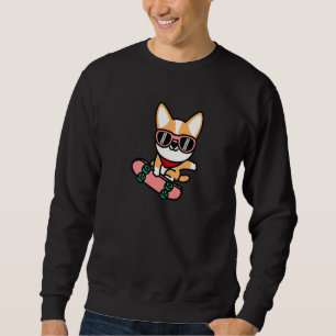 Sweatshirt Skateboard Welsh Corgi Puppy Skateboard Chien Ska