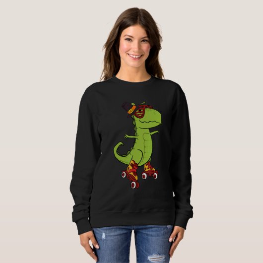 Sweatshirt Skating Dinosaur Thanksgiving Day Cool Rex Roller  (Devant entier)