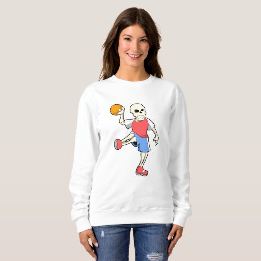 Sweatshirt Skeleton at Handball player avec Handball (Devant entier)