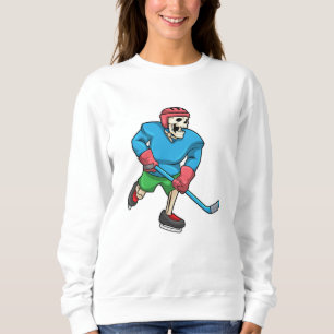 Sweatshirt Skeleton au hockey sur glace avec bâton de hockey 