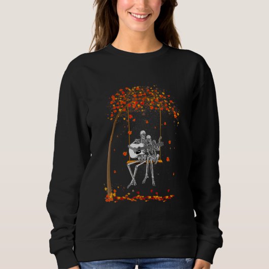 Sweatshirt Skeleton Couple Rock On Autumn Tree Swing Playing (Devant)