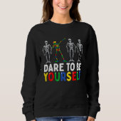 Sweatshirt Skeleton Dabbing Dare To Be Yourself  Autism (Devant)